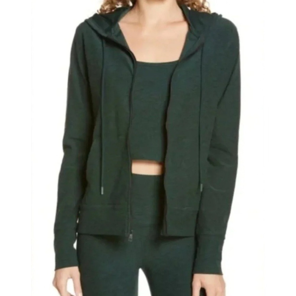 Beyond Yoga Full Zip Hoodie Size S Green Spacedye Activewear Athleisure Yoga Gym